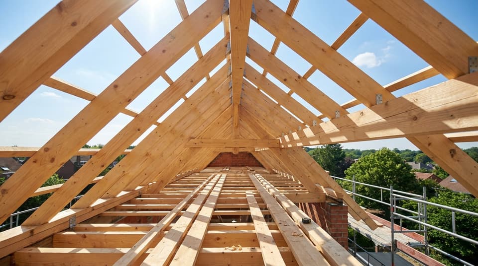 Charpente en bois neuve d’une toiture rénovée à Auderghem