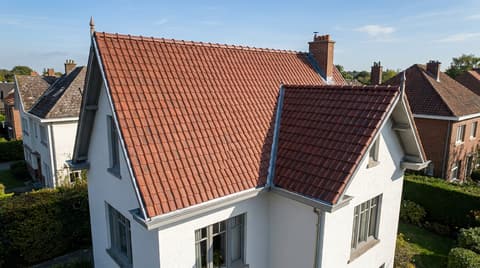 Toiture en tuiles d'une villa à Bruxelles