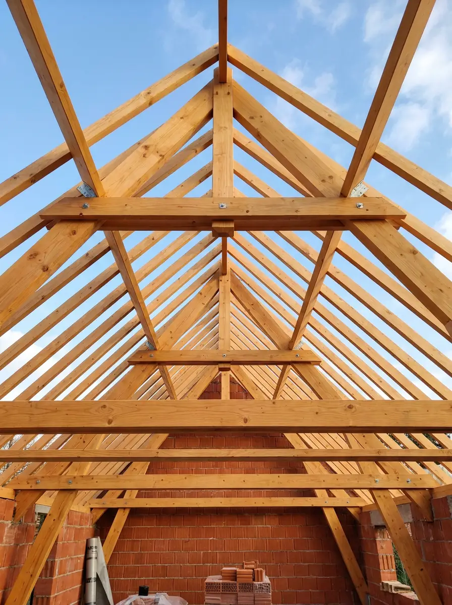 Charpente traditionnelle en bois avant pose de l’isolation